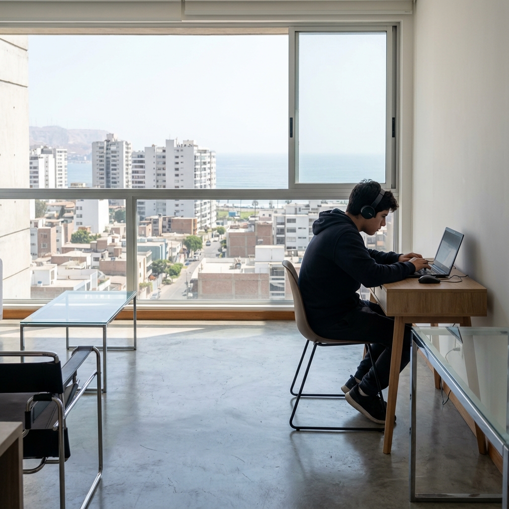 Estudiante feliz aprendiendo